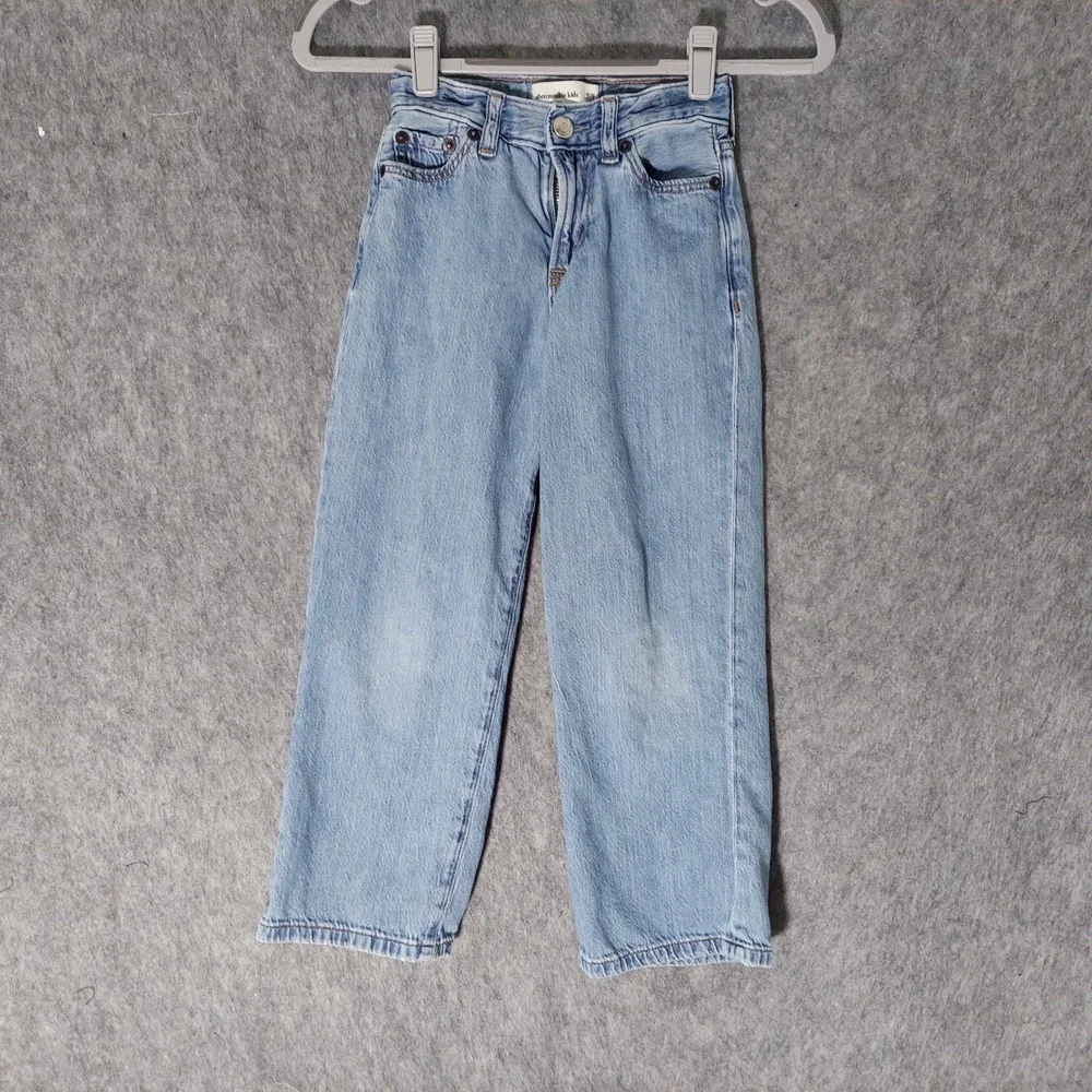 Abercrombie Kids Girls Baggy Jeans 5/6 Long Blue Streetwear Adjustable Waist